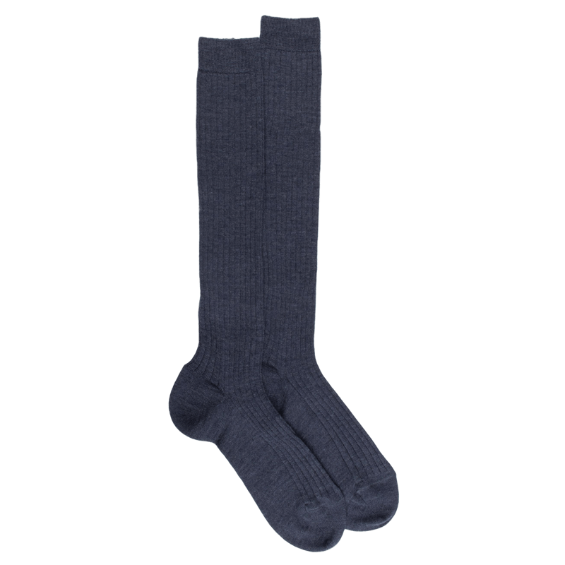 Men's long ribbed wool socks - Blue | Doré Doré