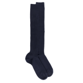 Men's merino wool ribbed knee-high socks  - Dark blue | Doré Doré