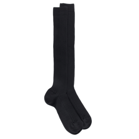 Men's merino wool ribbed knee-high socks  - Black | Doré Doré