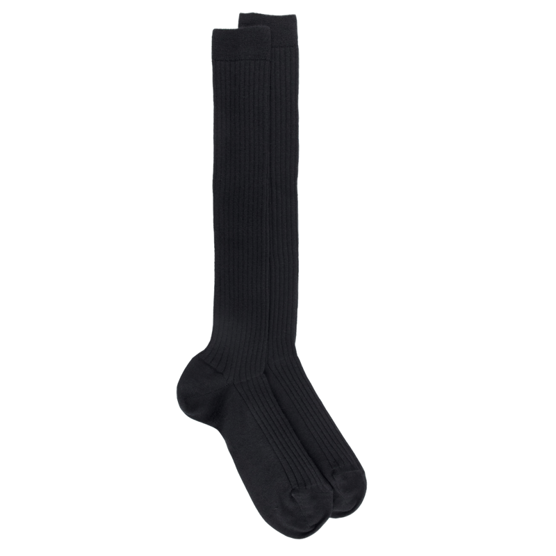 Men's merino wool ribbed knee-high socks  - Black | Doré Doré