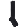 Men's merino wool ribbed knee-high socks  - Black