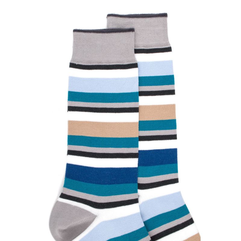 Men's socks in cotton - Multicolour stripes - Grey background | Doré Doré