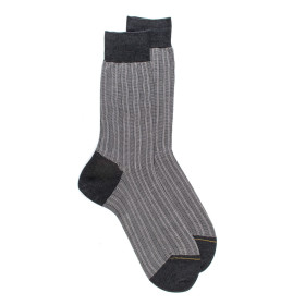 Fancy wool socks with chevron pattern - Black and grey | Doré Doré