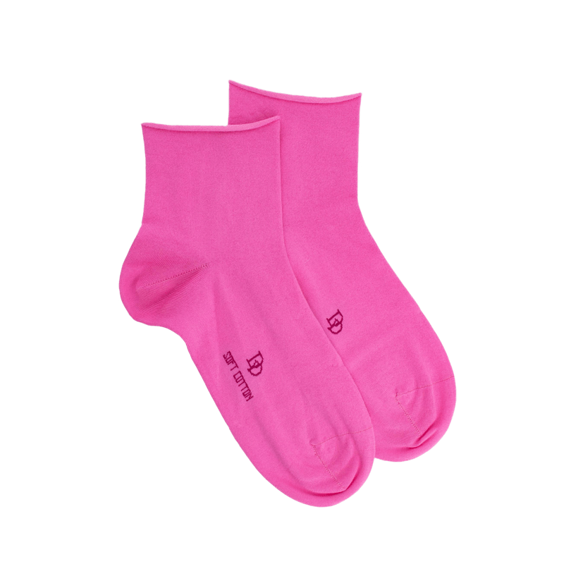 Women's jersey knit ankle socks with roll'top - Pink | Doré Doré