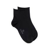 Women's jersey knit ankle socks with roll'top - Black | Doré Doré