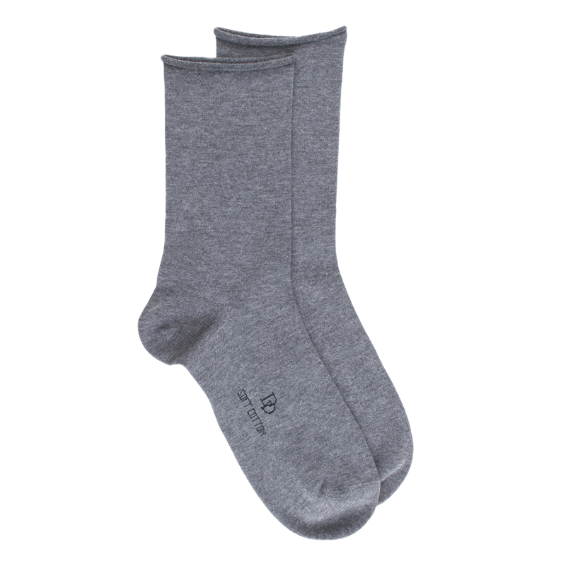 Women's soft cotton socks with rolled edges - Grey | Doré Doré