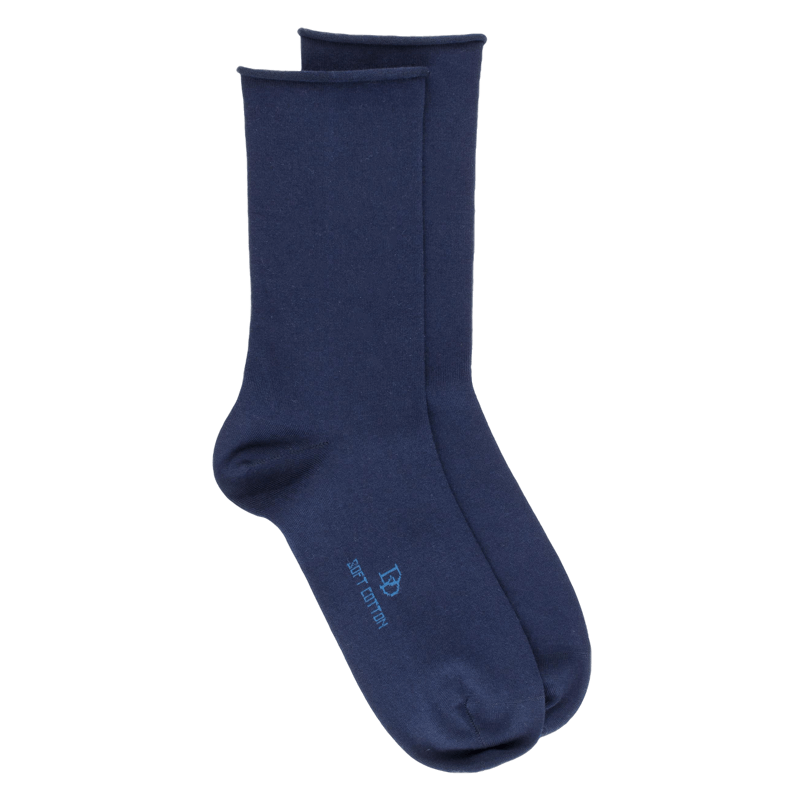 Women's soft cotton socks with rolled edges - Blue | Doré Doré